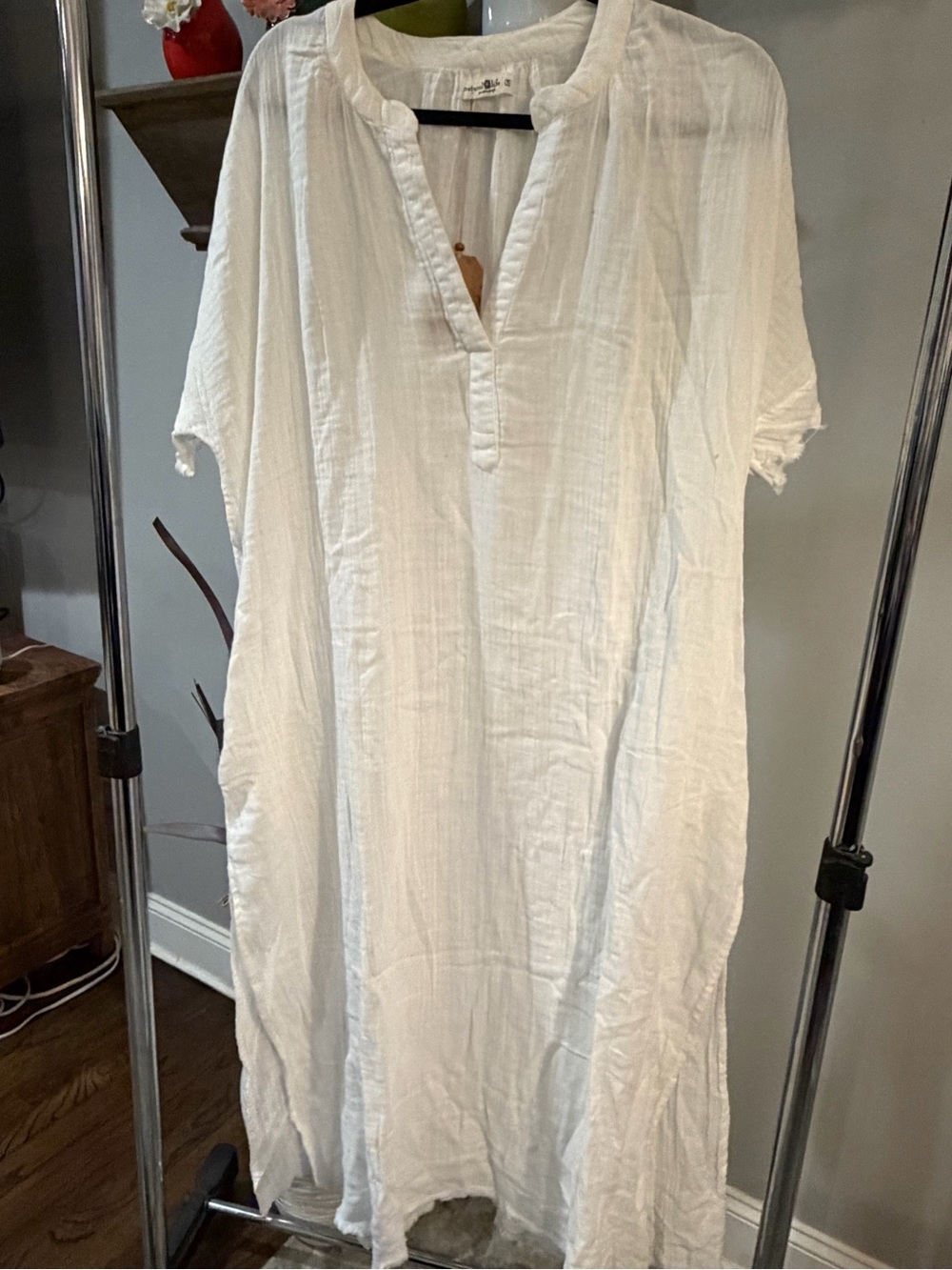 NWT ✨ NATURAL LIFE White Lightweight Gauze Tunic - one size - Picture 2 of 9